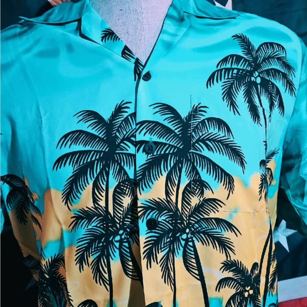 Tropical Palm Tree Button-Up Shirt